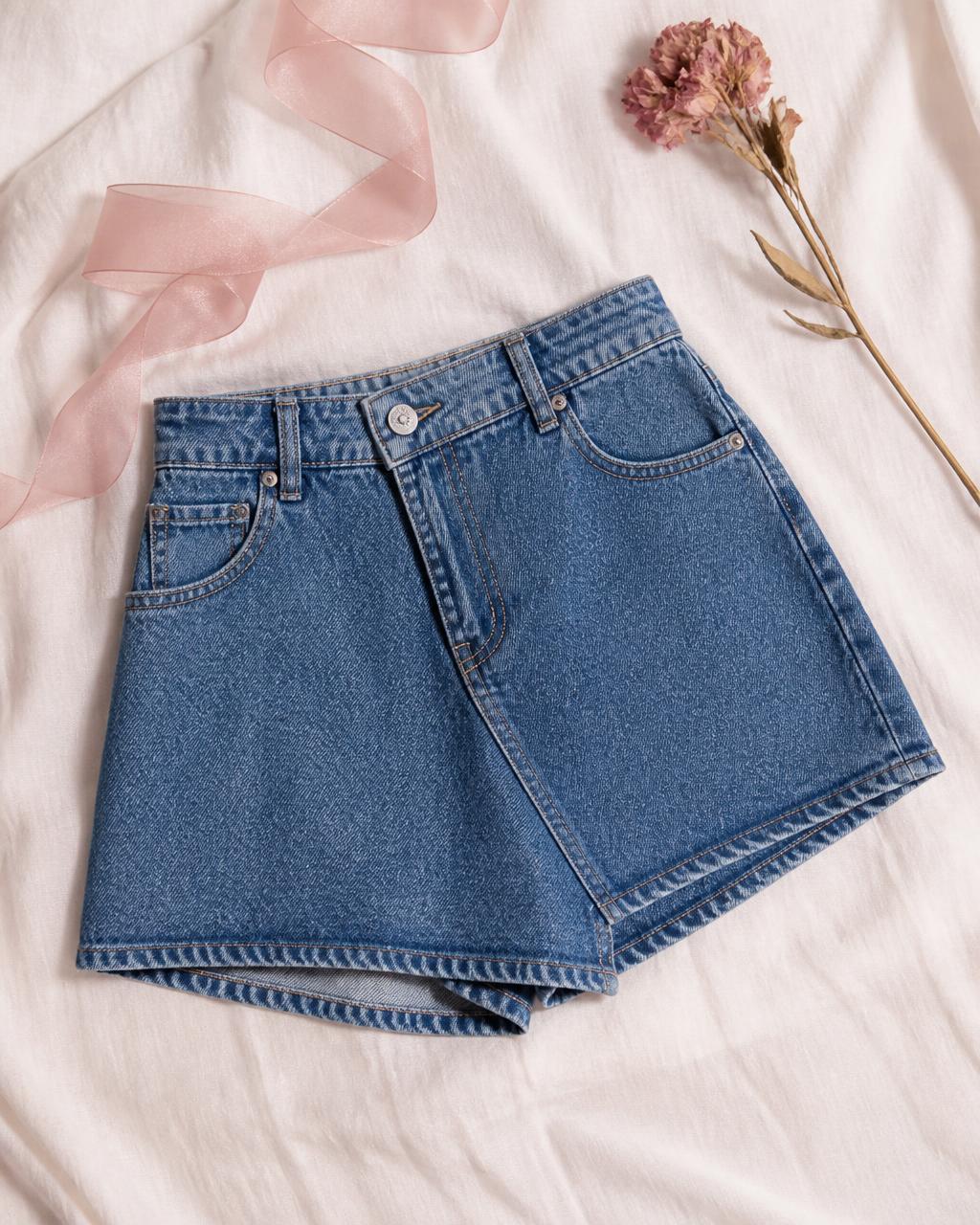 High Waisted Denim Skort